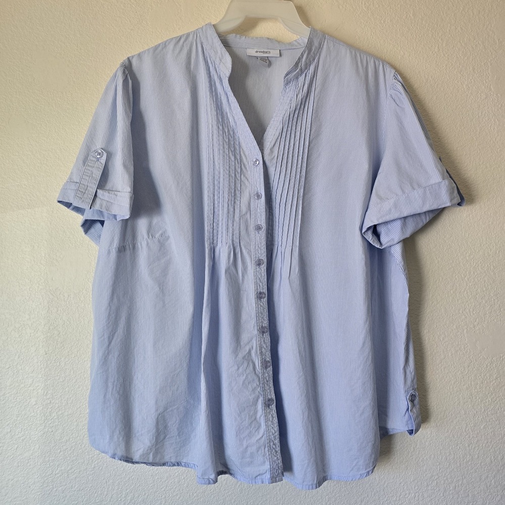 Dressbarn Women's Plus 3XL 22/24W Button Up Top Lightweight‎ Coastal Nautical